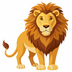 Cartoon Lion with a Long Mane and Brown Tail