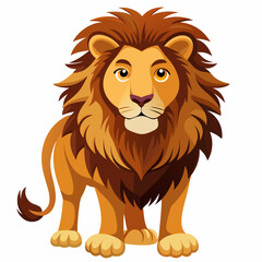 Fototapeta premium Cartoon Lion with Brown Mane and Orange Fur
