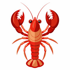 Cartoon Illustration of a Red Lobster with Claws Extended