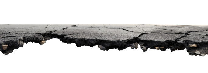 cracked asphalt road isolated png transparent background