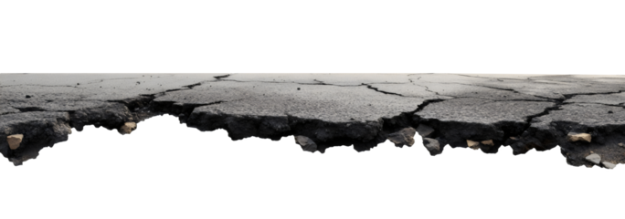 cracked asphalt road isolated png transparent background