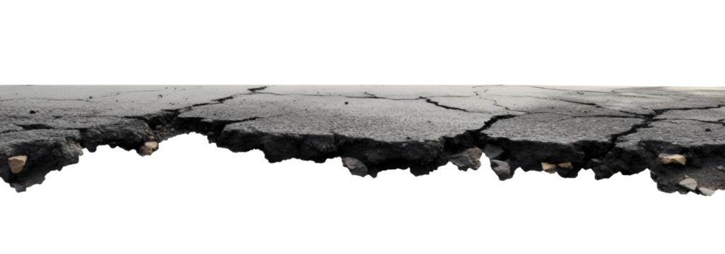 cracked asphalt road isolated png transparent background