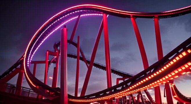 Roller coaster in an amusement park.