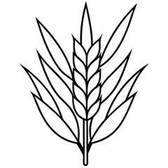 Minimalist Wheat Plant Vector online art White Background