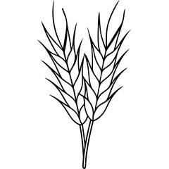 Minimalist Wheat Plant Vector online art White Background