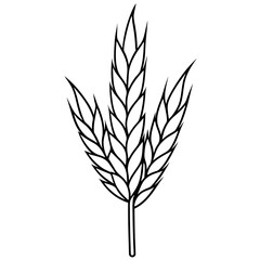 Minimalist Wheat Plant Vector online art White Background