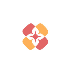 Red Orange Magic Spark Flower Leaves Logo Design Vector