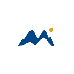 M Letter as Sketch Mountain Peak and a Sun, Outdoor and Investment Logo Design Vector