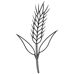 Minimalist Wheat Plant Vector online art White Background