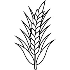 Minimalist Wheat Plant Vector online art White Background