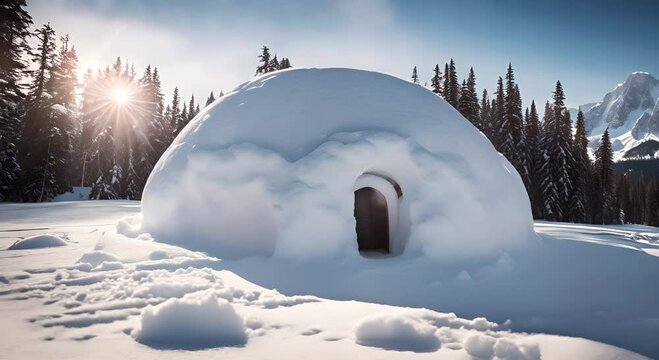 Igloo house in the snow.