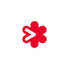Red Medical Cross Symbol with Arrow Play, Medical Test and Go Logo Design Vector