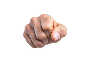 A close-up of a hand with a pointed finger, symbolizing authority, direction, or calling attention in a bold manner.