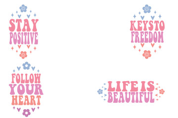 Stay Positive, Keys to Freedom, Follow Your Heart, Life is Beautiful Personalized keychain designs