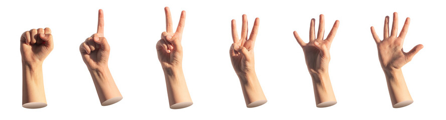 Kids hand counting fingers. zero, one, two, three, four, five, numbers isolated. Gestures for...