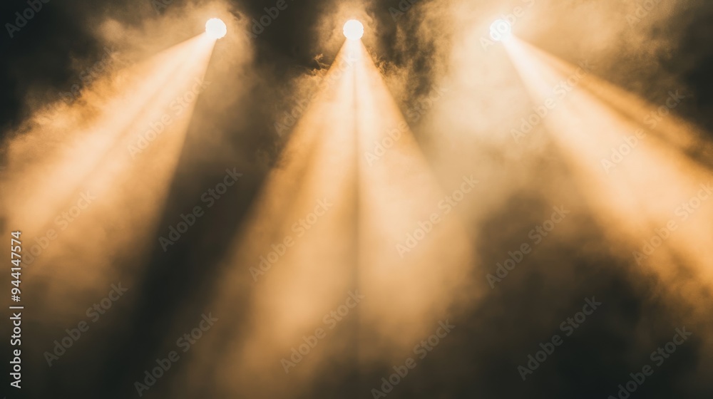 Aufkleber bright stage lights shining through a foggy haze, illuminating the scene and adding a mystical ambia