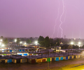 Shot of the lightning in the night sky. Nature