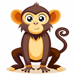 Cartoon illustration of a smiling monkey in a squatting position