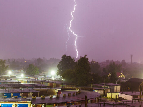 Shot of the lightning in the night sky. Nature