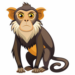 Cartoon illustration of a brown monkey with orange ears