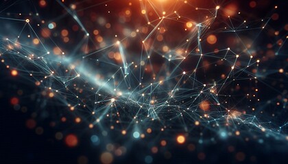 Abstract digital background of points and lines with glowing plexus