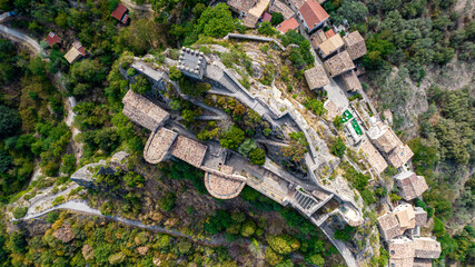 Aerial view of Roccascalegna Castle, Chieti, Abruzzo, Italy