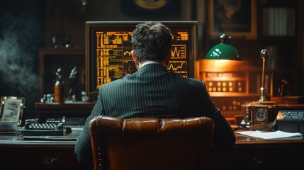 Obraz premium A businessman working at his desk