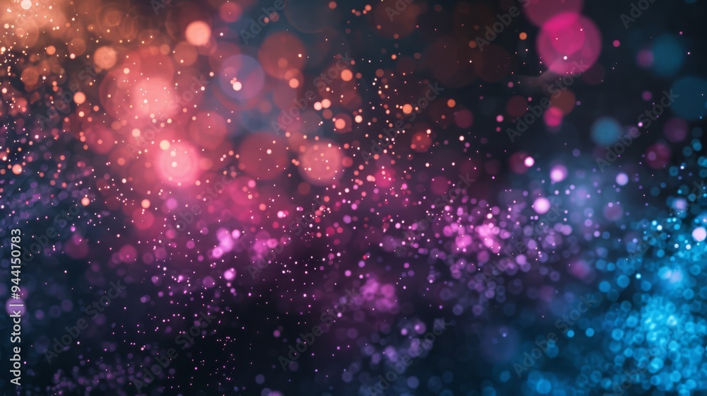 Poster Colorful particles in motion on a dark background