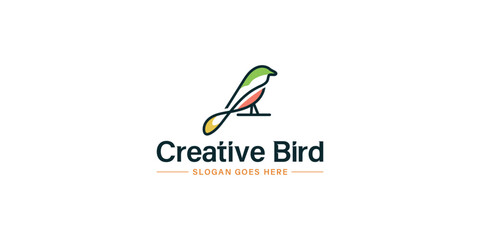 Premium Modern Creative Line Art Minimal Bird Logo Design For Your Business