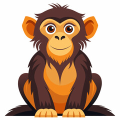 Fototapeta premium Cartoon Illustration of a Smiling Monkey Sitting Down