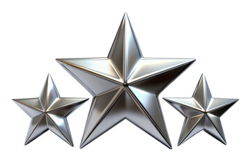 Obraz premium 3d chrome star shapes with sleek shiny silver png