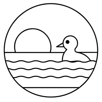 recommend clip art: Neon Sunset Duck Vector line art