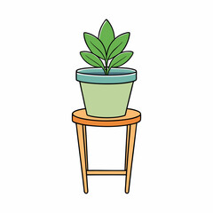 Obraz premium Vector color Art of a Plant Stand