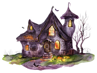 Fototapeta premium PNG Spooky haunted house illustration