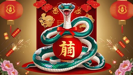 Obraz premium Happy New Year, Year of the Snake.