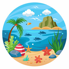 Tropical Beach Scene with Underwater View