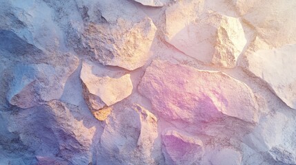 Naklejka premium 3D rendering of a fragment of a polished stone wall featuring pastel colors illuminated by daylight