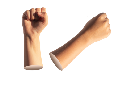 Kid s fist, child hand, clenched fingers. Isolated white background. Empower symbol, strength.