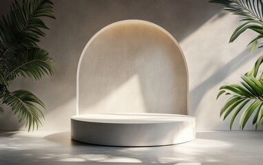 3D rendering of a podium display for showcasing products