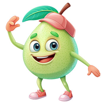 Stylish Guava with cap, Funny action fruit clipart png design