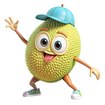 Stylish Jackfruit with cap, Funny action fruit clipart png design