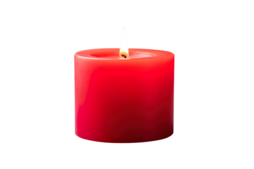 A red wax candle isolated on clear white and transparent background