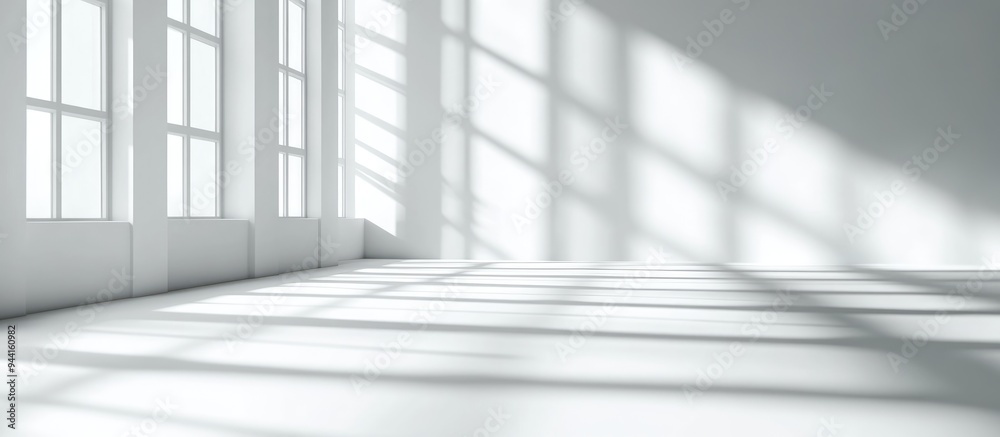 Poster 3d rendering of an abstract white studio background for product presentation featuring an empty room