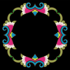 Geometrical decorative frame. Old Russian folk style. Merry ethnic background.