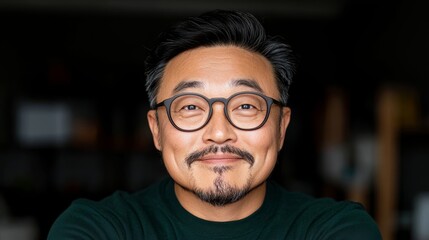 Fototapeta premium Professional headshot of a confident entrepreneur in a stylish office with a focus on leadership success and personal branding conveying authority and selfassurance