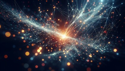 Fototapeta premium Abstract digital background of points and lines with glowing plexus