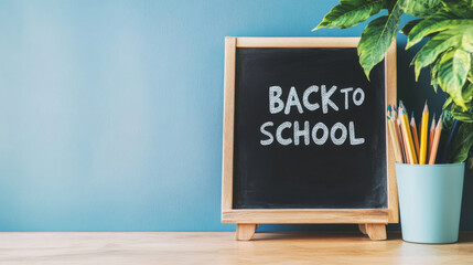 Back to school chalkboard on minimalistic background, education concept
