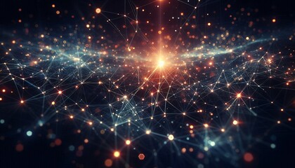 Fototapeta premium Abstract digital background of points and lines with glowing plexus