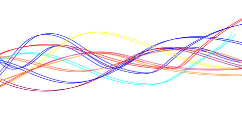 Abstract background with colorful wavy lines. Voice sound wave liens and audio technology background. Thin line wavy background. Abstract black lines wave curve motion on white background vector. 