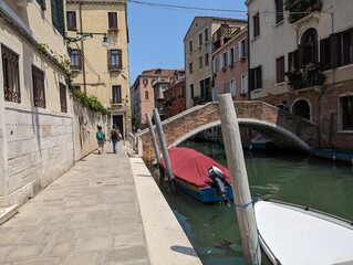 Boat pier and promenade, Venice, Italy on 18-06-2023